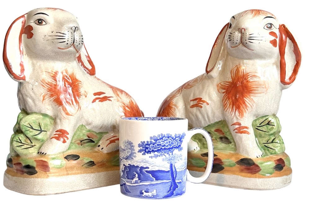 Pair of Staffordshire Rabbits of Large Proporttion View VII