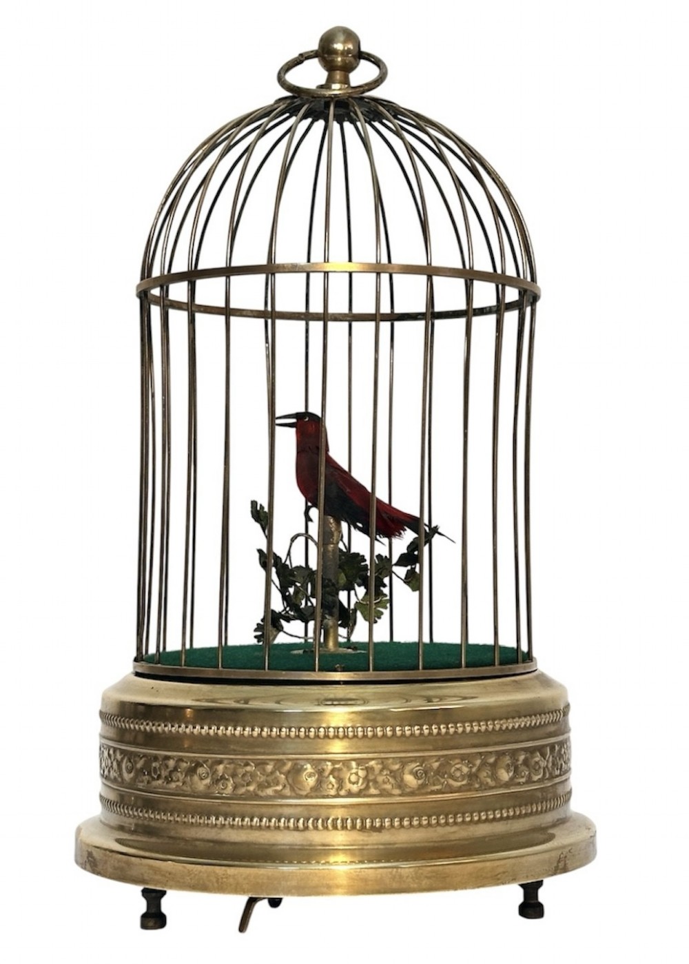 Swiss Singing Bird in Cage with Head, Beak and Tail movement.