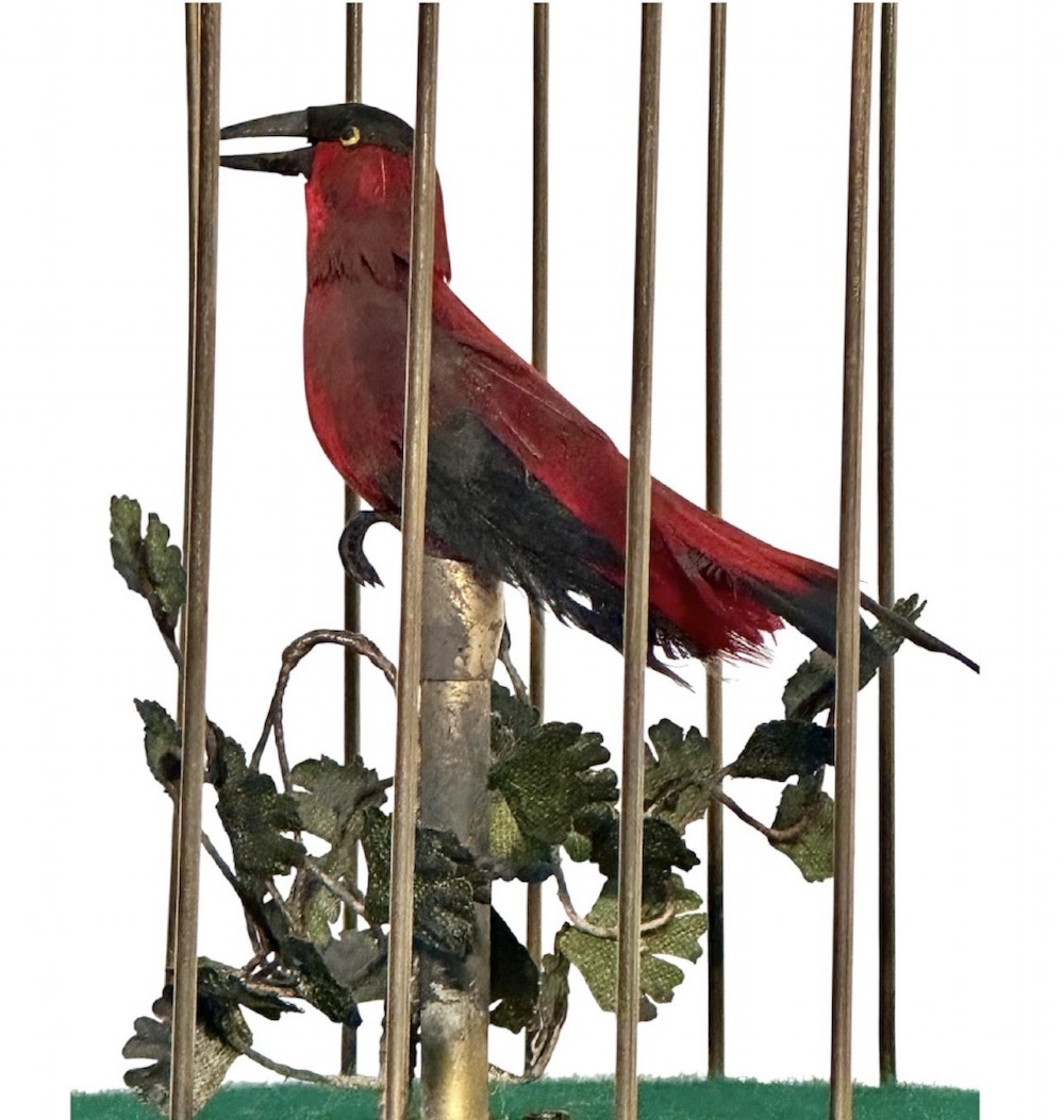 Swiss Singing Bird in Cage with Head, Beak and Tail movement. View IV