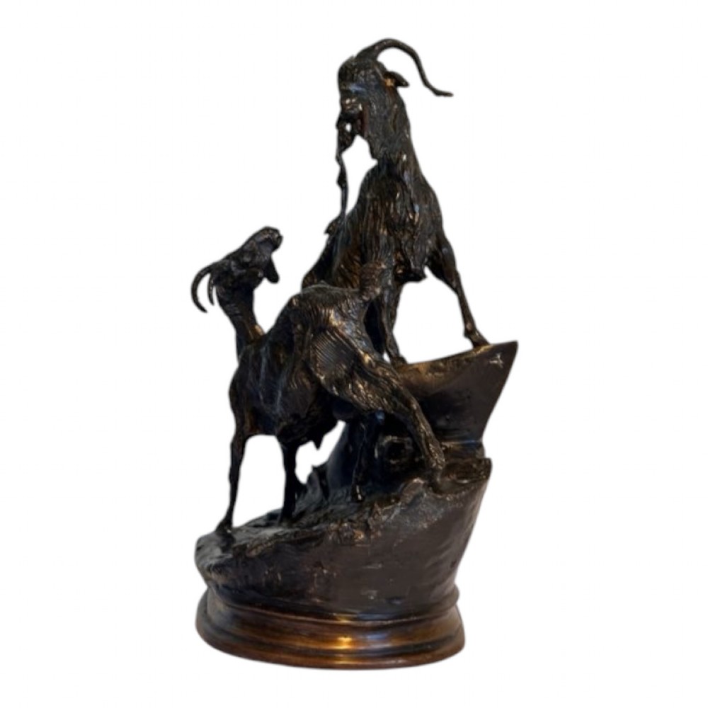 Bronze of Nanny Goat with Kid, after Jules Moigniez (1835-1894) View II