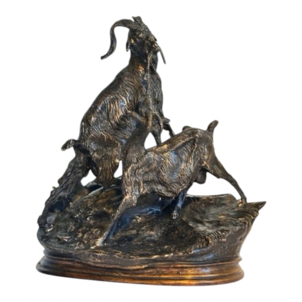 Bronze of Nanny Goat with Kid, after Jules Moigniez (1835-1894)
