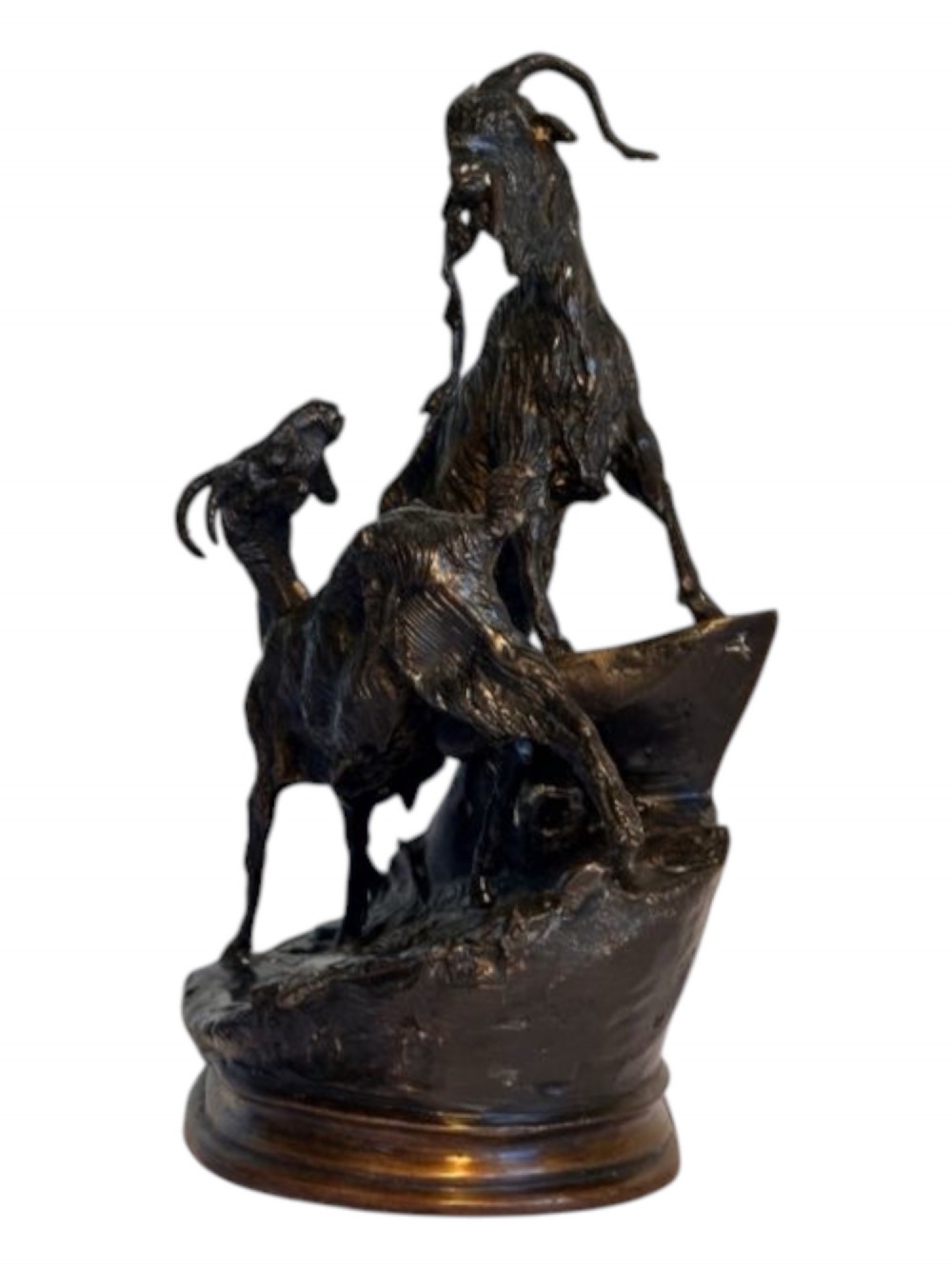 Bronze of Nanny Goat with Kid, after Jules Moigniez (1835-1894) View III
