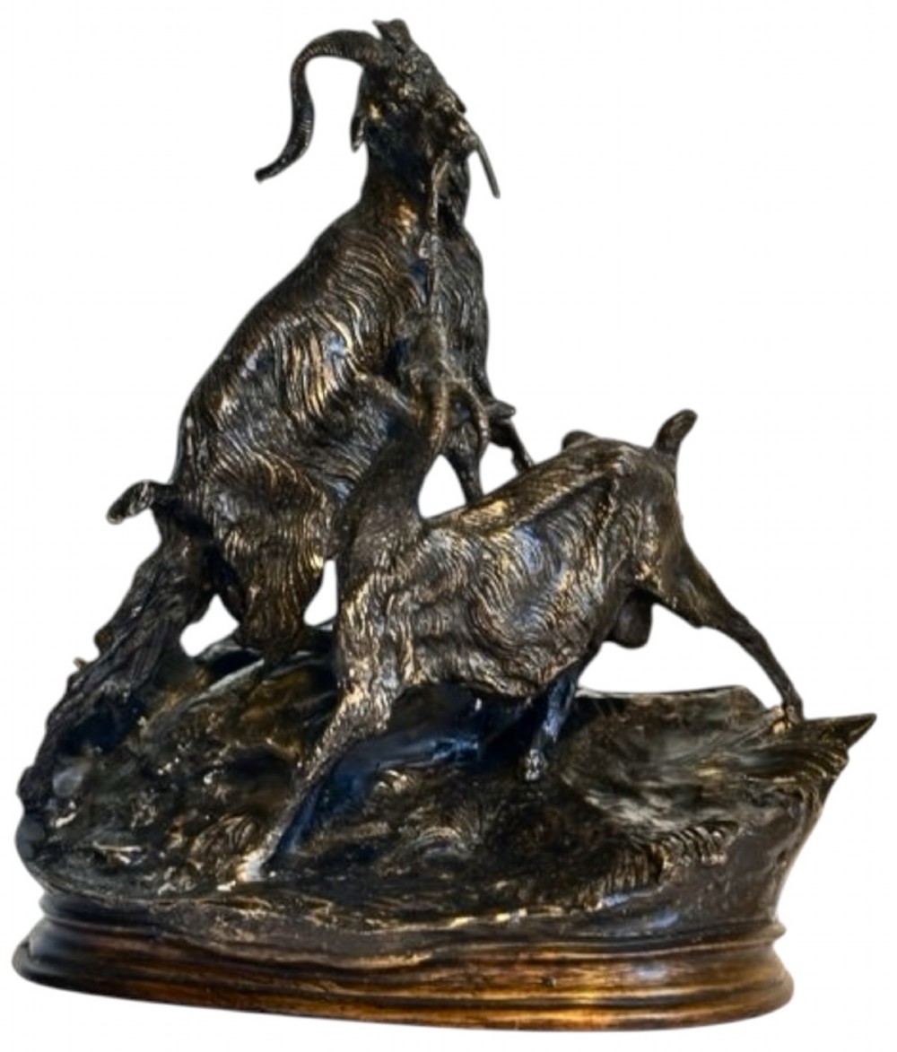Bronze of Nanny Goat with Kid, after Jules Moigniez (1835-1894) View IV