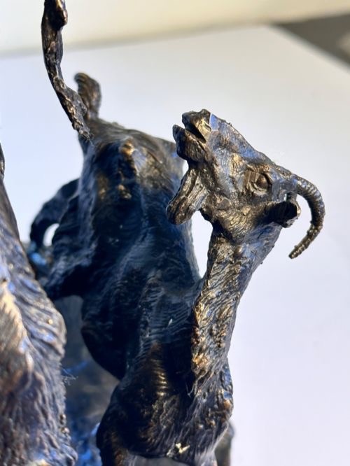 Bronze of Nanny Goat with Kid, after Jules Moigniez (1835-1894) View VI