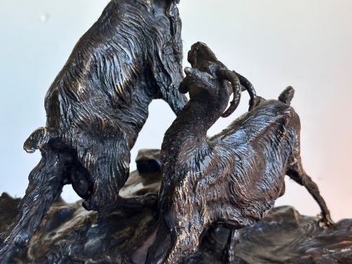 Bronze of Nanny Goat with Kid, after Jules Moigniez (1835-1894) View VII