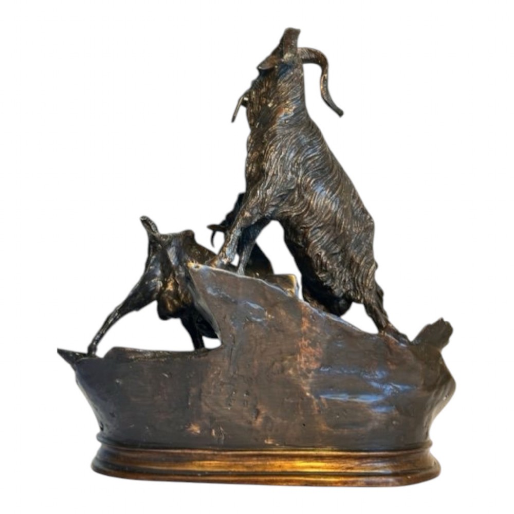 Bronze of Nanny Goat with Kid, after Jules Moigniez (1835-1894) View IX