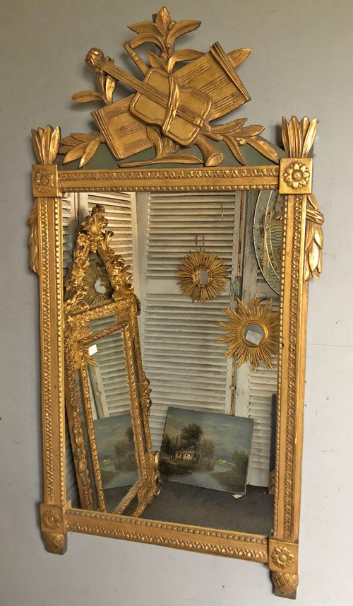  Carved giltwood Louis XVI  antique French mirror 