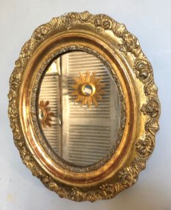 SMALL GILT OVAL ANTIQUE FRENCH MIRROR