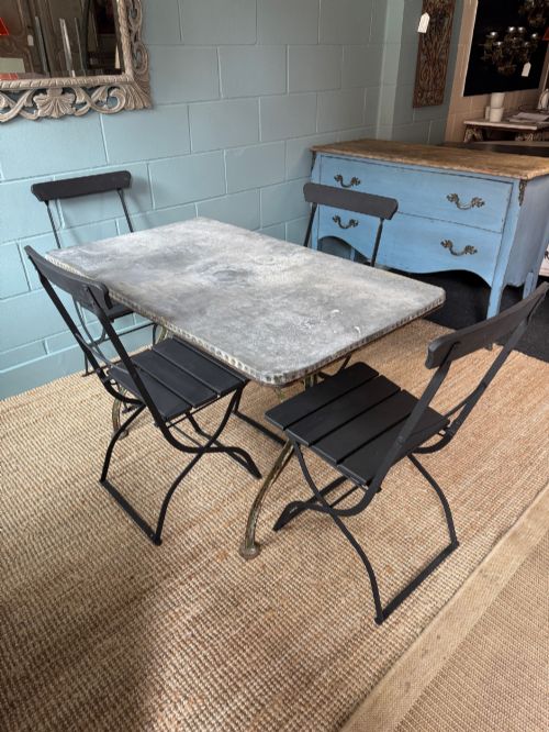 A FRENCH ZINC TOP GARDENINTERIOR TABLE 1900 OR EARLIER SET OF SIX FOLDING FRENCH CHAIRS - ADDITIONAL PHOTO 4
