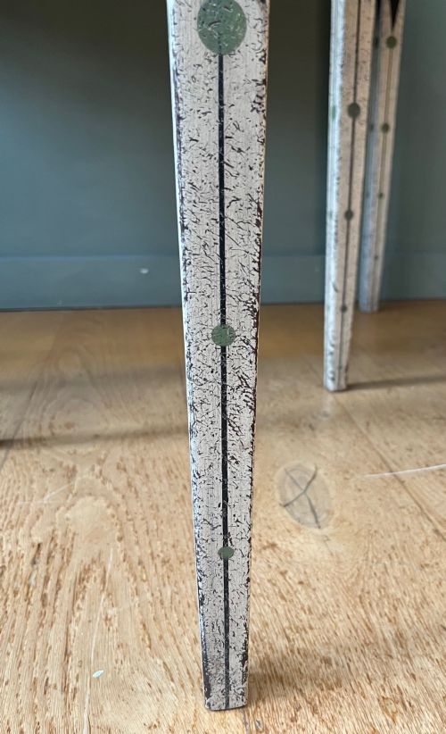 A PAIR OF 19TH CENTURY 'D' SHAPED CONSOLE TABLES LATER PAINTED - ADDITIONAL PHOTO 8