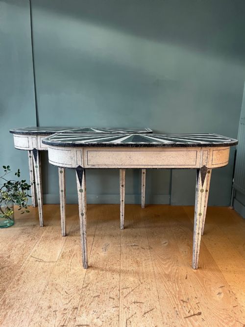 a pair of 19th century 'd' shaped console tables later painted - CATEGORY: ANTIQUE TABLES - DATED 19TH CENTURY