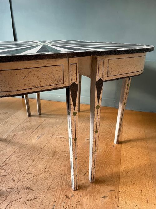 A PAIR OF 19TH CENTURY 'D' SHAPED CONSOLE TABLES LATER PAINTED - ADDITIONAL PHOTO 4