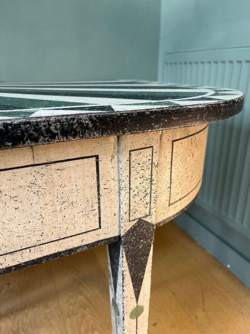 A PAIR OF 19TH CENTURY 'D' SHAPED CONSOLE TABLES LATER PAINTED - ADDITIONAL PHOTO 5
