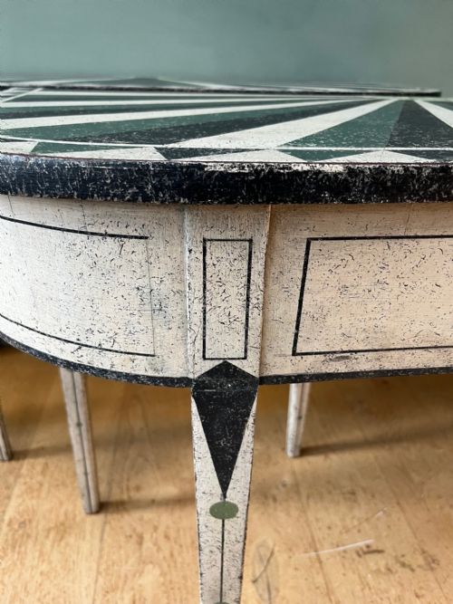 A PAIR OF 19TH CENTURY 'D' SHAPED CONSOLE TABLES LATER PAINTED - ADDITIONAL PHOTO 6