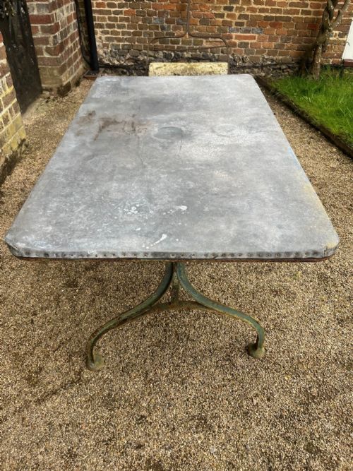 A FRENCH ZINC TOP GARDENINTERIOR TABLE 1900 OR EARLIER SET OF SIX FOLDING FRENCH CHAIRS - ADDITIONAL PHOTO 2