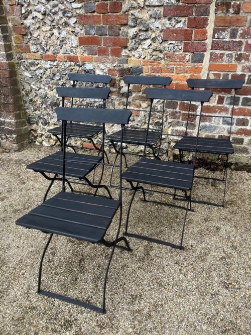 A FRENCH ZINC TOP GARDENINTERIOR TABLE 1900 OR EARLIER SET OF SIX FOLDING FRENCH CHAIRS - ADDITIONAL PHOTO 6