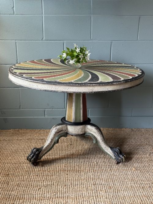 VICTORIAN TILT TOP TABLE WITH LATER PAINTED PETAL DESIGN - ADDITIONAL PHOTO 1