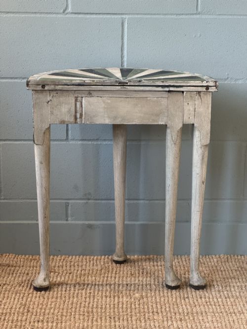 GEORGIAN FLIP TOP OAK SIDE TABLE LATER PAINTED WITH A FLORAL DESIGN - ADDITIONAL PHOTO 8