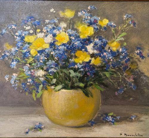 FRENCH STILL LIFE FLORAL OIL PAINTING BY PIERRELAURENT BAESCHLIN 18861958 - ADDITIONAL PHOTO 1