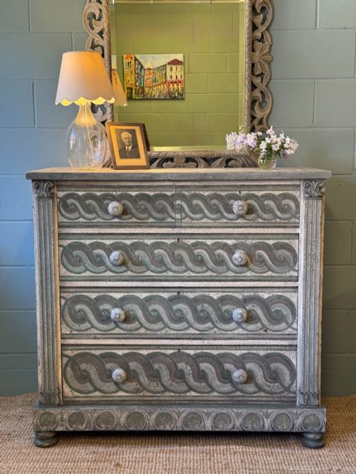 FRENCH EMPIRE ERA CHEST OF DRAWERS PAINTED