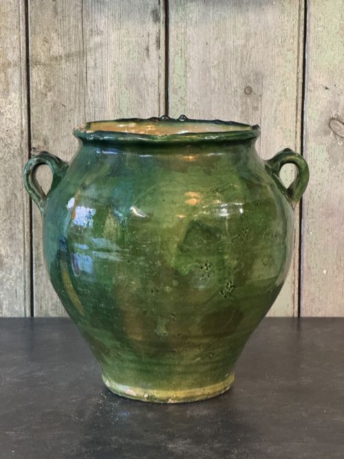 19th Century French Fully Glazed Green Confit Pot