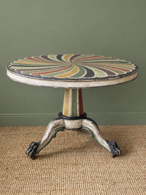 Victorian Tilt Top Table with Later Painted Petal Design