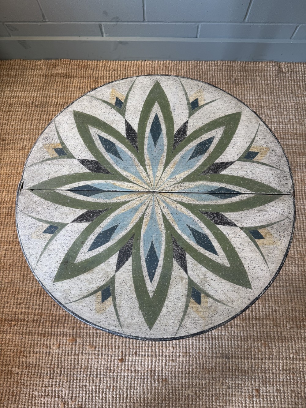 Georgian Flip Top Oak Side Table Later Painted With A Floral Design View III