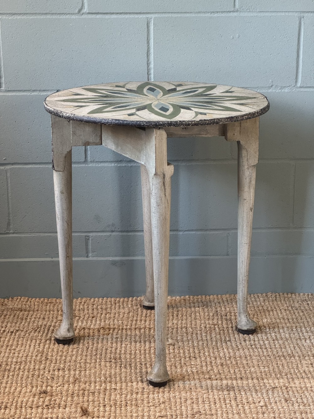 Georgian Flip Top Oak Side Table Later Painted With A Floral Design View VIII