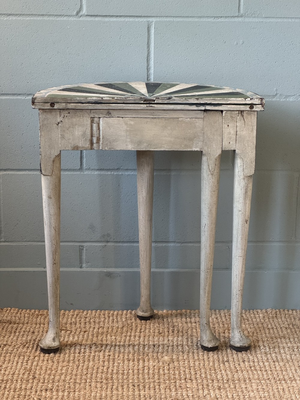 Georgian Flip Top Oak Side Table Later Painted With A Floral Design View IX