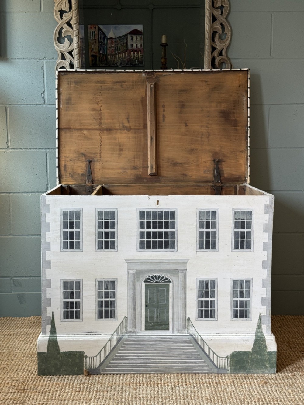 A Victorian Blanket Box Painted In The Style Of A Georgian Manor House View III