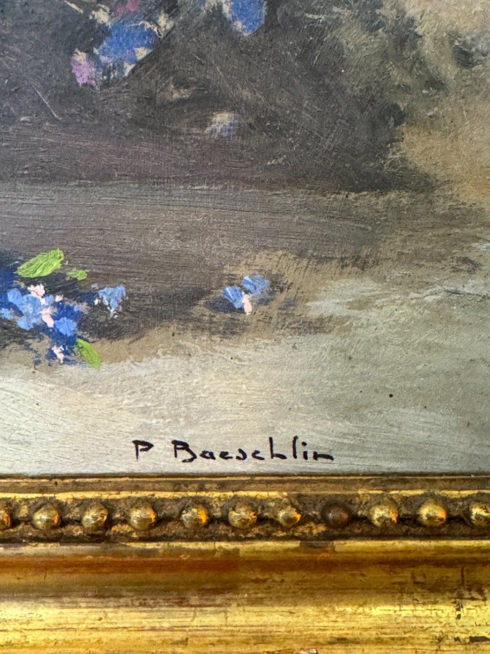 French Still Life Floral Oil Painting by Pierre-Laurent Baeschlin (1886-1958) View III