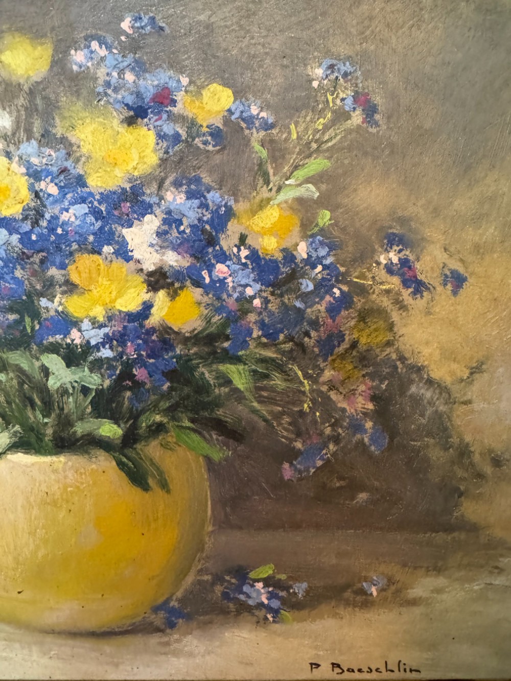 French Still Life Floral Oil Painting by Pierre-Laurent Baeschlin (1886-1958) View V