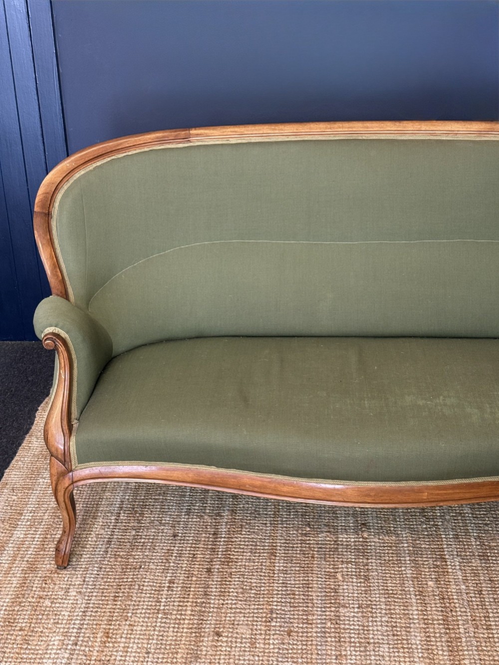 Antique French Walnut Frame Crapaud Back Sofa View III