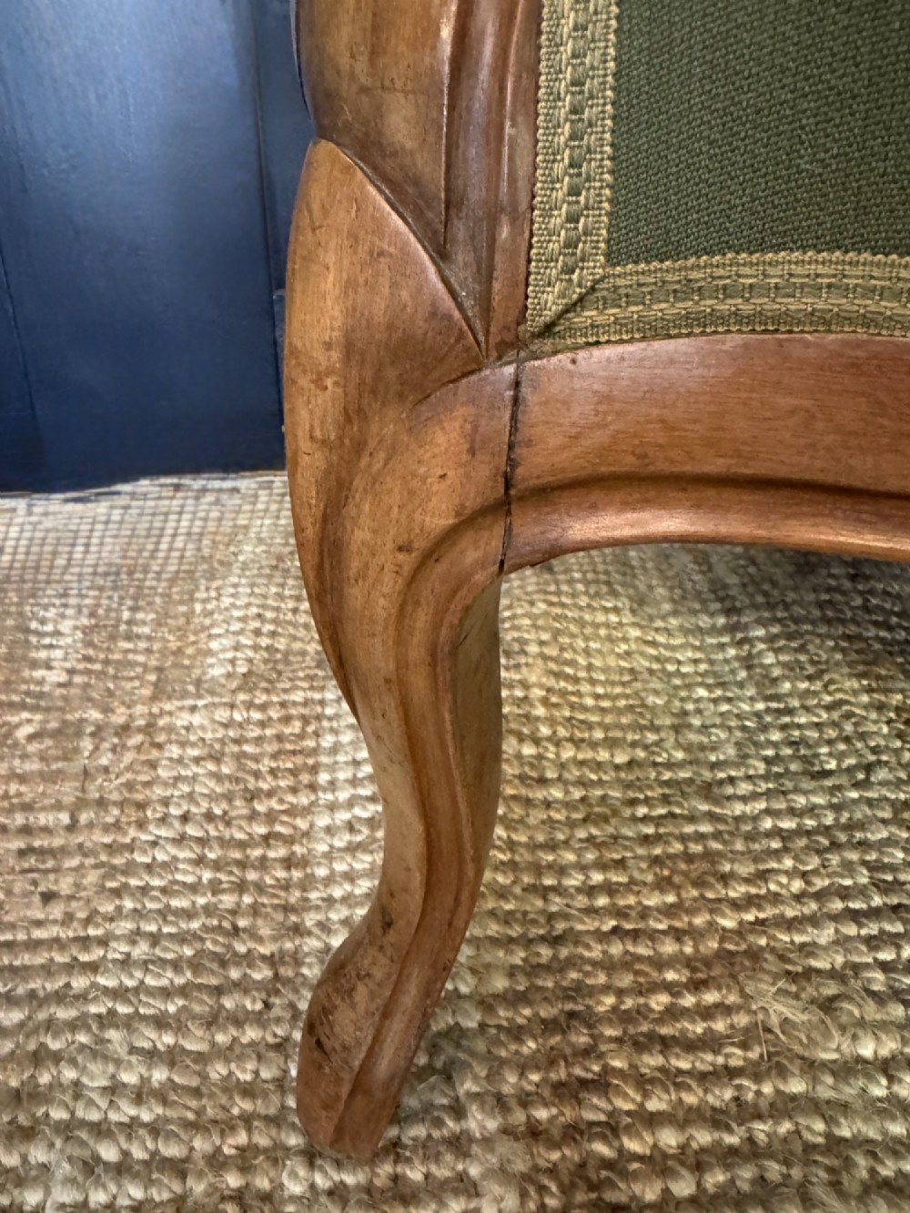 Antique French Walnut Frame Crapaud Back Sofa View VIII