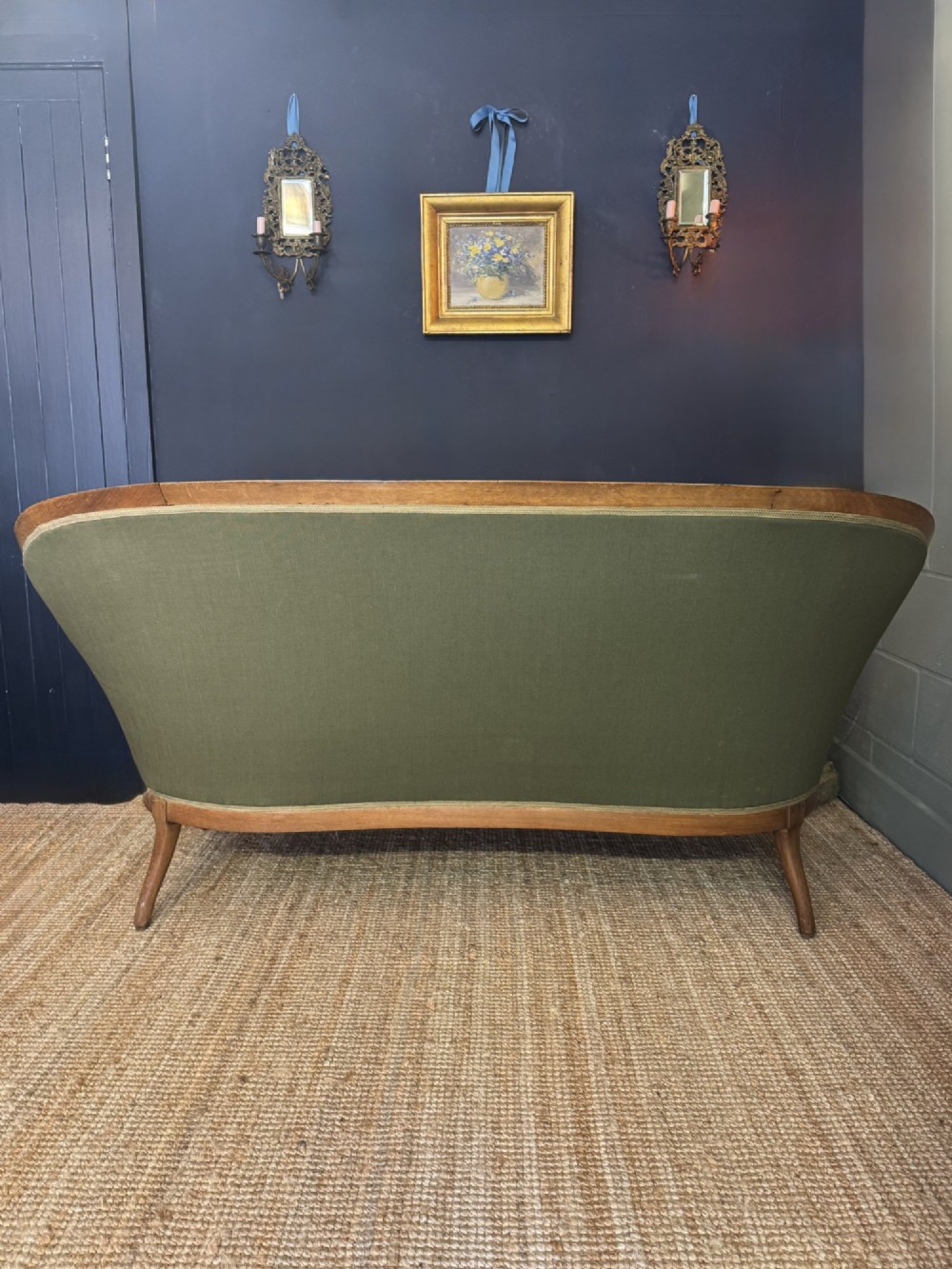 Antique French Walnut Frame Crapaud Back Sofa View X