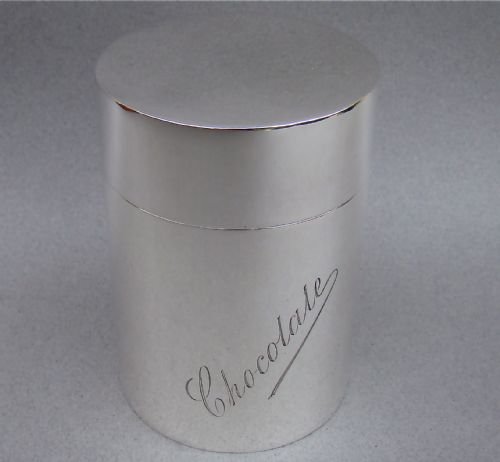 Edwardian Silver Chocolate Canister by William Comyns, London 1901