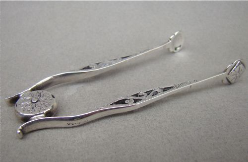 fig 1. 19TH CENTURY FRENCH SILVER SPRING LOADED SCISSORS SUGAR TONGS, CIRCA 1880