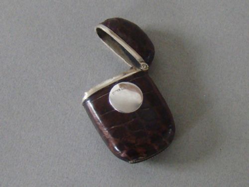 fig 1. VICTORIAN SILVER MOUNTED CROCODILE SKIN VESTA CASE, BIRMINGHAM 1897