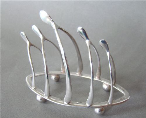 Art Deco Silver Wishbone Toast Rack by C. T. Burrows & Sons, Birmingham 1926