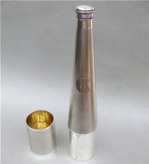 fig 1. VICTORIAN SILVER PLATED HUNTING FLASK / SADDLE FLASK BY CRESWICK & CO, SHEFFIELD CIRCA 1890