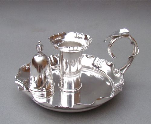 fig 1. ART NOUVEAU SILVER PLATED CHAMBER STICK BY HUKIN & HEATH, LONDON CIRCA 1900
