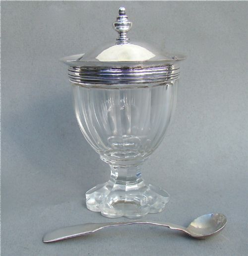 Regency Old Sheffield Plate & Sliced-cut Glass Mustard Pot, Circa 1820