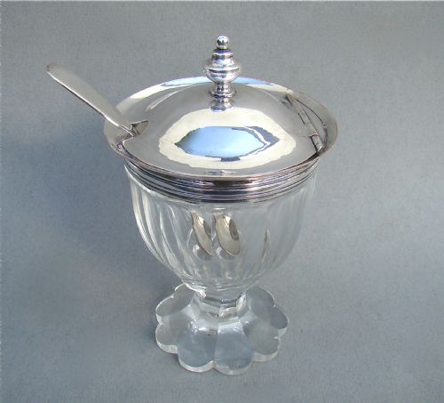 fig 1. REGENCY OLD SHEFFIELD PLATE & SLICED-CUT GLASS MUSTARD POT, CIRCA 1820