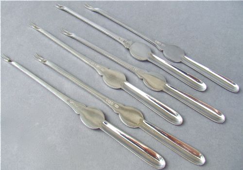 fig 2. SET OF SIX EDWARDIAN SILVER LOBSTER PICKS BY THE AKIN BROTHERS, SHEFFIELD 1901