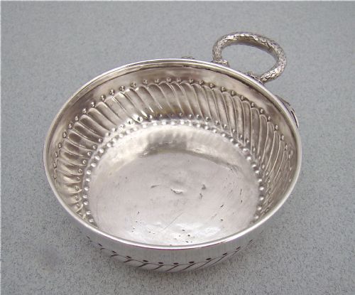 fig 2. 18TH C. FRENCH PROVINCIAL LOUIS XV SILVER WINE TASTER OR TASTE VIN, CIRCA 1770