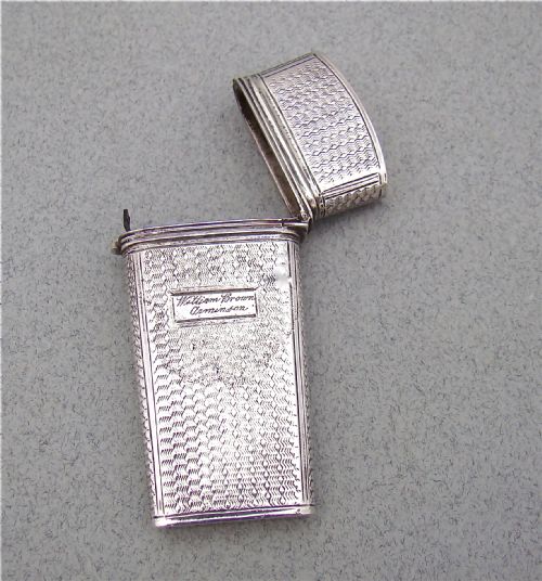 fig 1. WILLIAM IV SILVER ETUI BY JOSEPH WILLMORE, BIRMINGHAM 1834