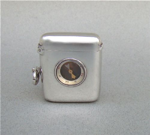Victorian Silver "Compass" Vesta Case by a & J Zimmerman, Birmingham 1896