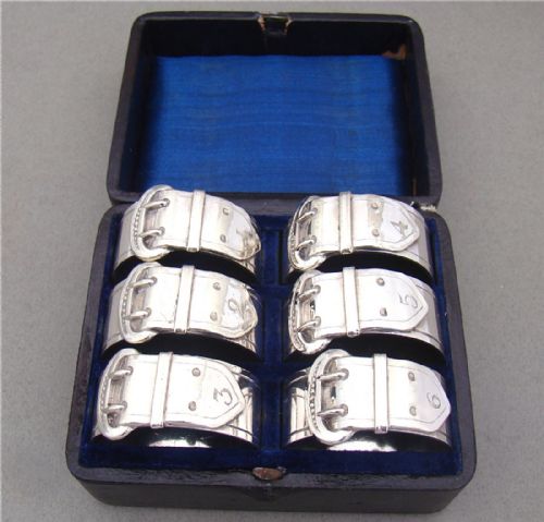 Cased Set of Six Victorian Silver Plated Numbered Napkin Rings, Circa 1890