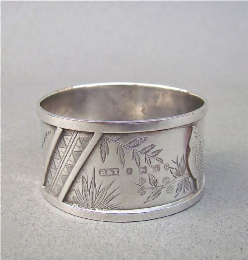 fig 1. VICTORIAN SILVER AESTHETIC MOVEMENT NAPKIN RING BY HILLIARD & THOMASON, BIRMINGHAM 1881