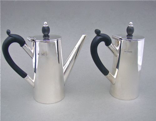 fig 1. ART DECO SILVER CAFE AU LAIT SET BY THE ATKIN BROTHERS, SHEFFIELD 1931